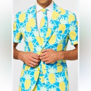 New OppoSuits Pineapple Print Blazer - Blue and Yellow